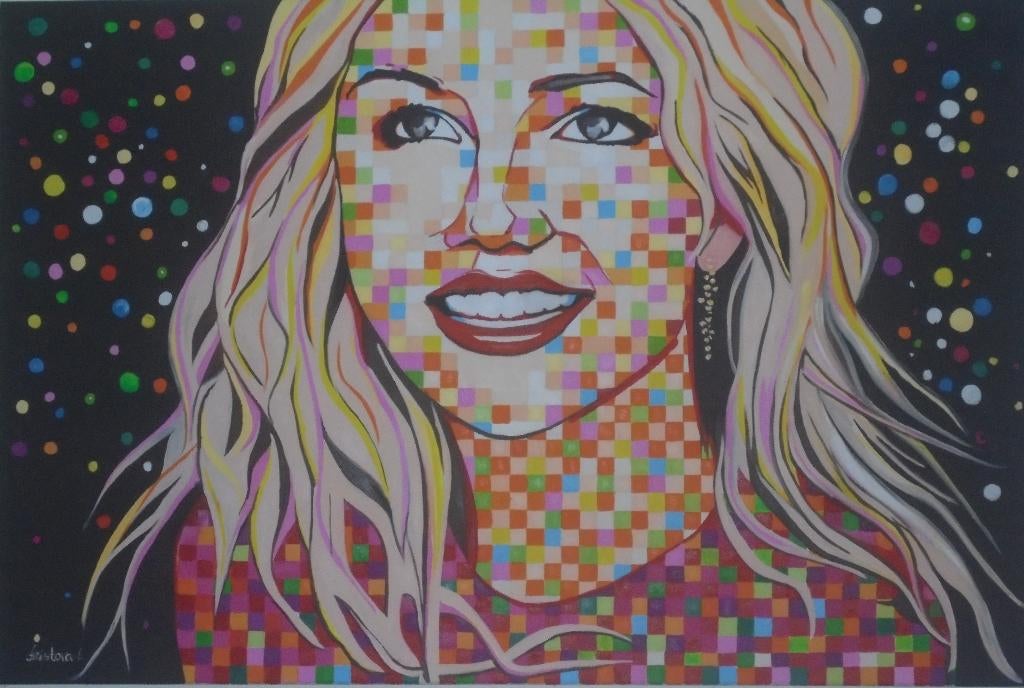 olieschilderij Mozaik woman popart (120x80), Ophalen of Verzenden