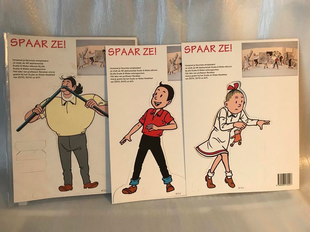 ♦️S&W🗯 3 kartonnen figuren Suske en Wiske weekblad, Ophalen of Verzenden, Suske en Wiske, Zo goed als nieuw