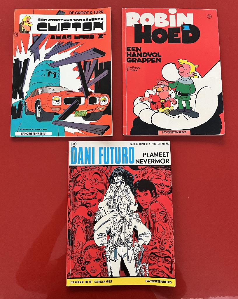 Favorietenreeks: 3 albums (Clinton, Robin Hoed, Dani Futuro), Boeken, Meerdere stripboeken, Ophalen of Verzenden, Gelezen, De groot & turk