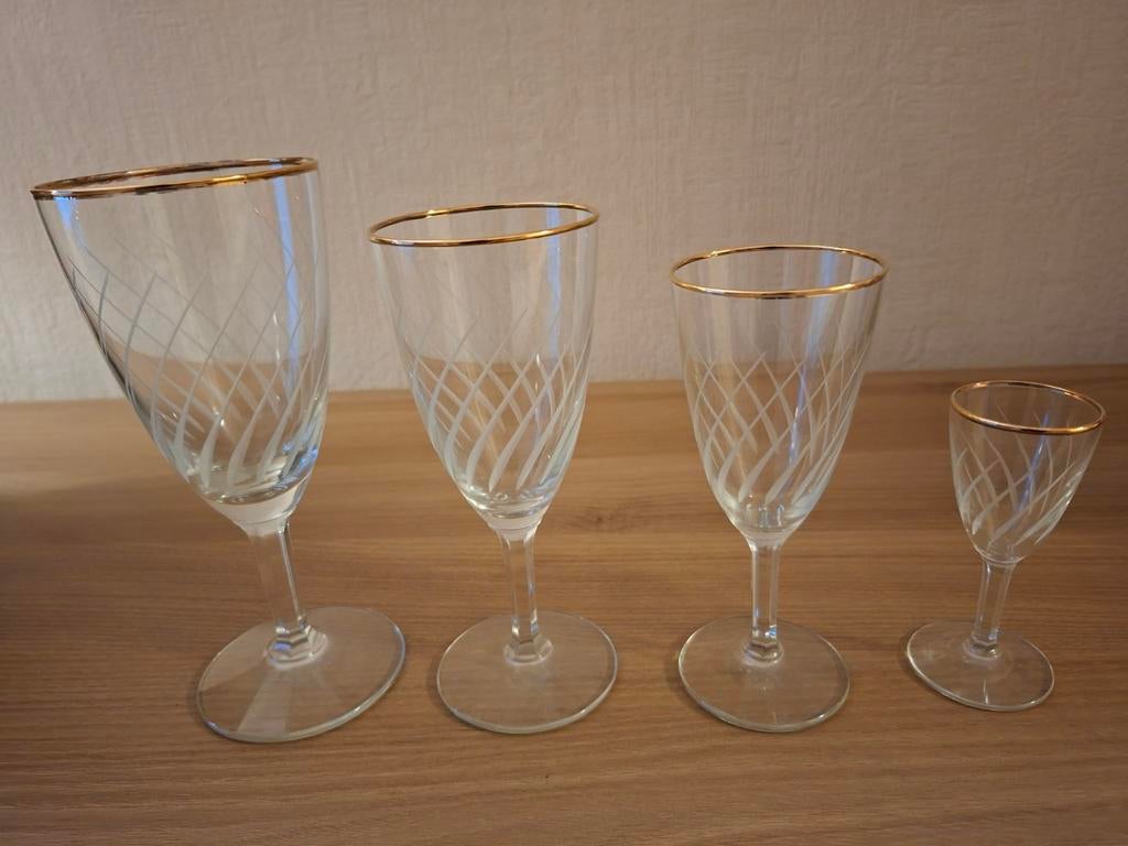 Vintage glas servies, Verzamelen, Glas en Drinkglazen, Ophalen