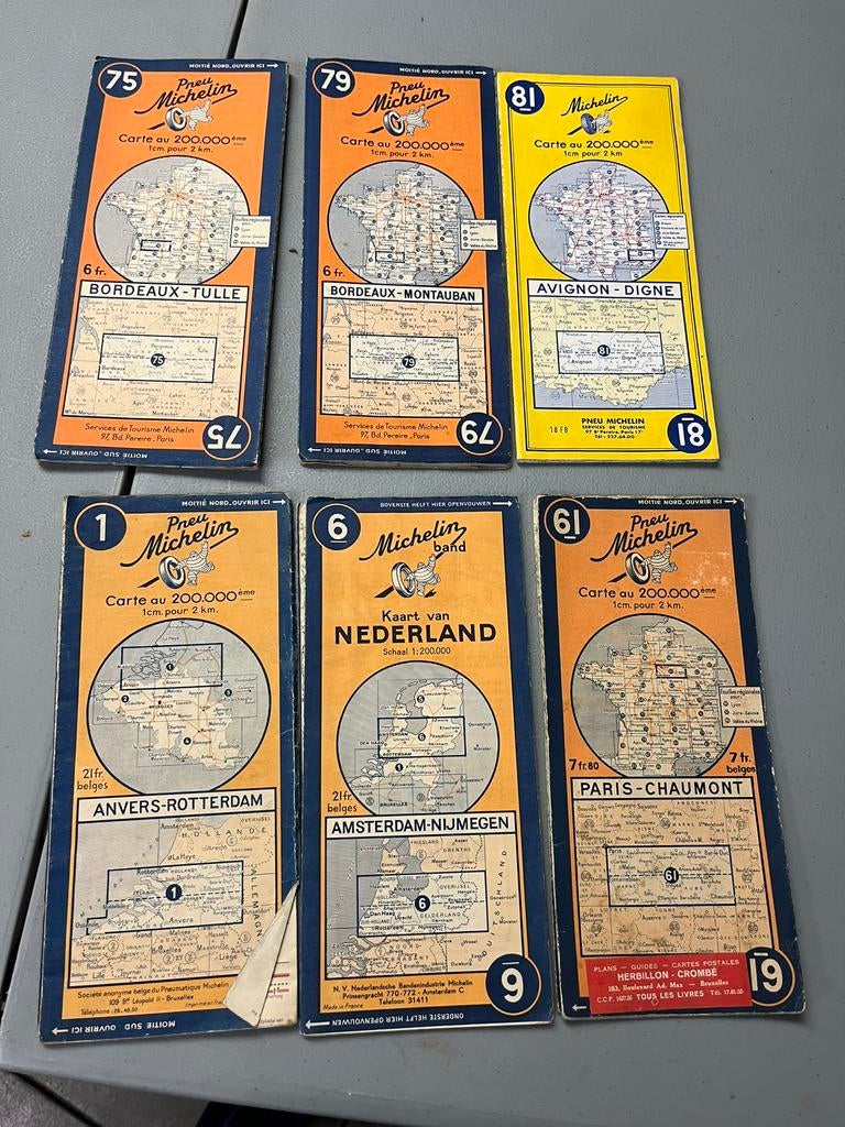 Cartes routieres anciennes Michelin, Enlèvement, Utilisé