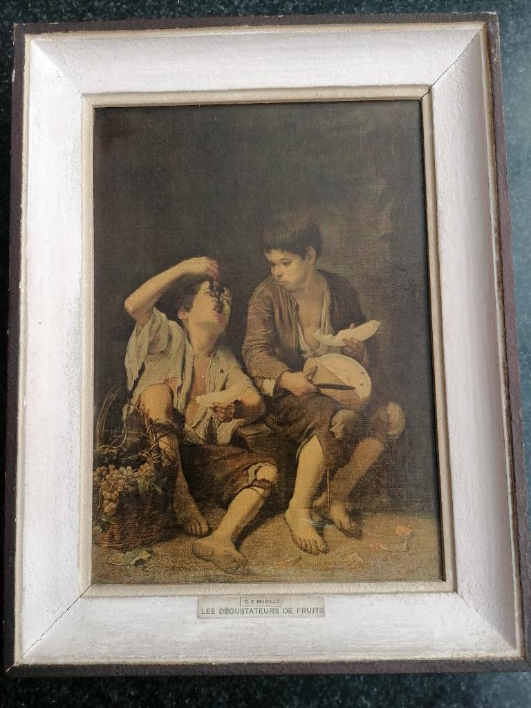 Schilderijtje 'les dégustateurs de fruit' kinderen, Murillo, Antiquités & Art, Enlèvement ou Envoi