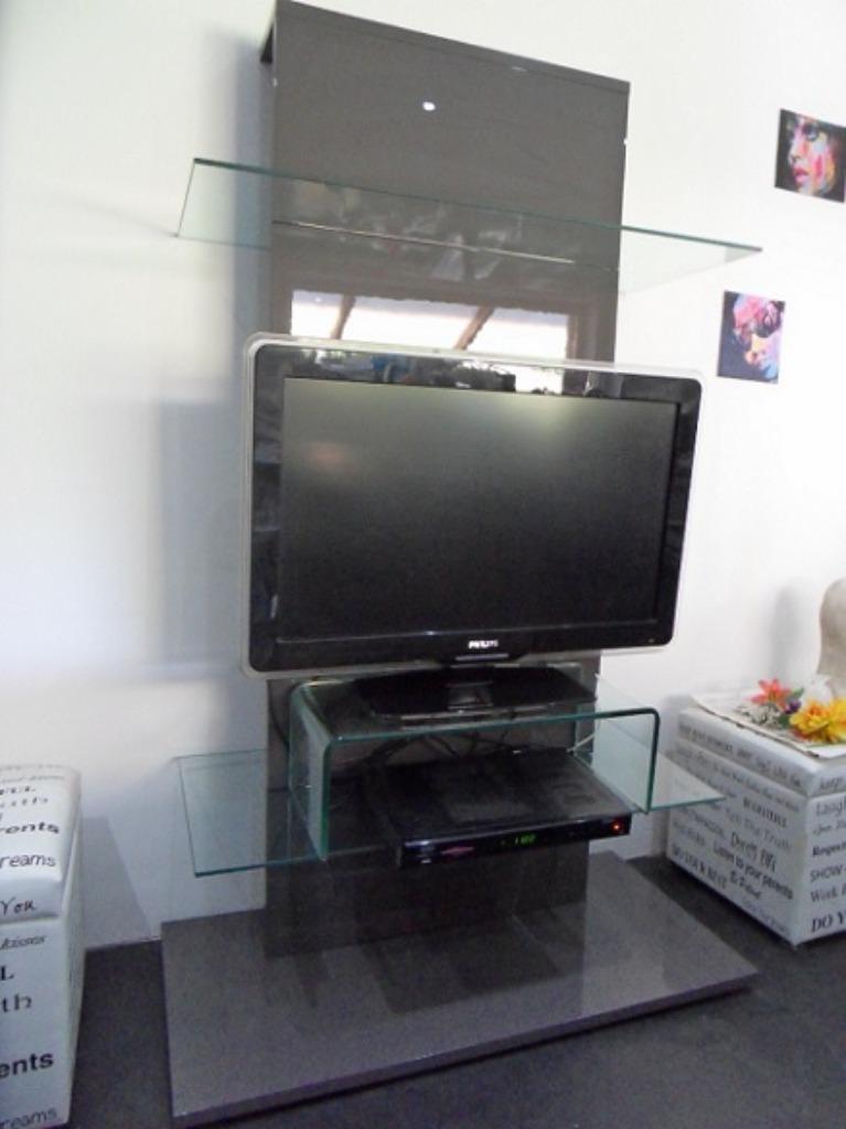 Meuble TV gris laqué contemporain & design - TBE !, Enlèvement, Utilisé