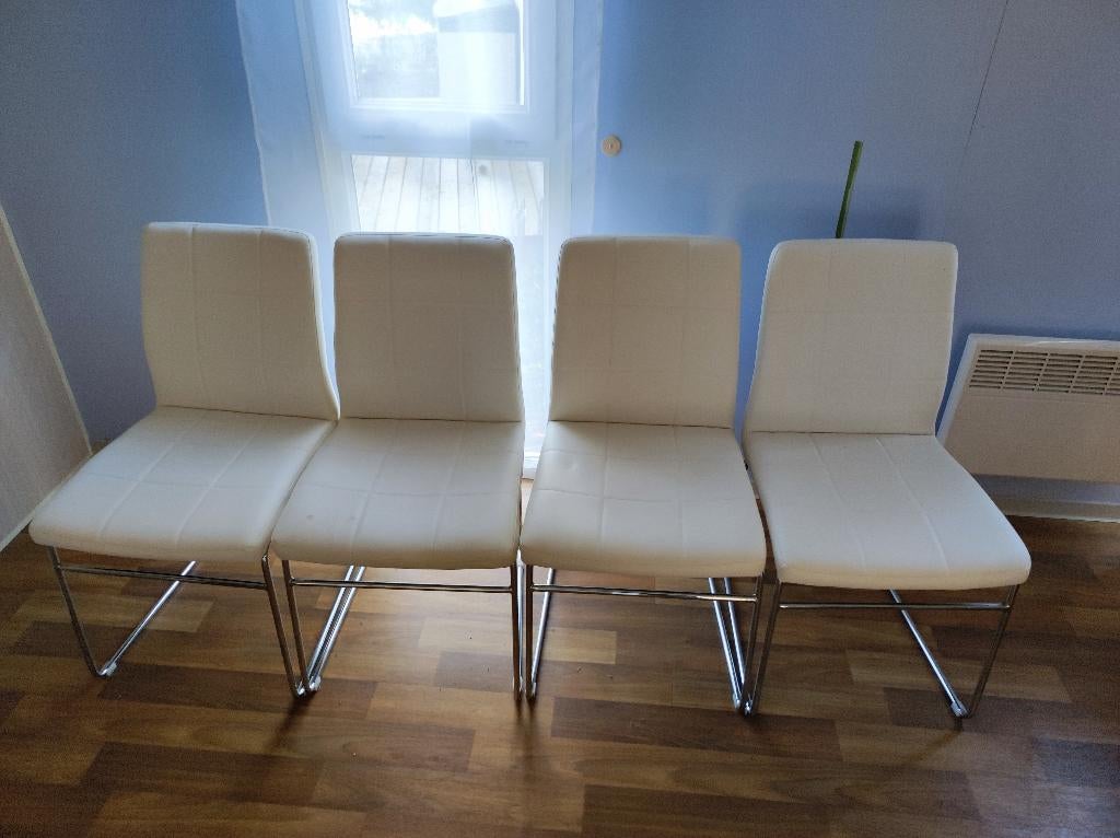 Chaise simili  lot de 4, Synthétique, Enlèvement, Utilisé, Blanc