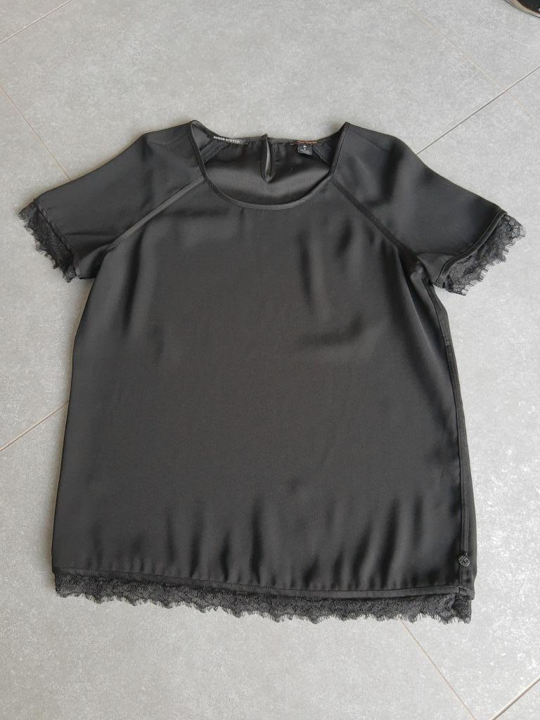 zwart t-shirt dames maat M maison scotch, Manches courtes, Taille 38/40 (M), Enlèvement ou Envoi, Noir