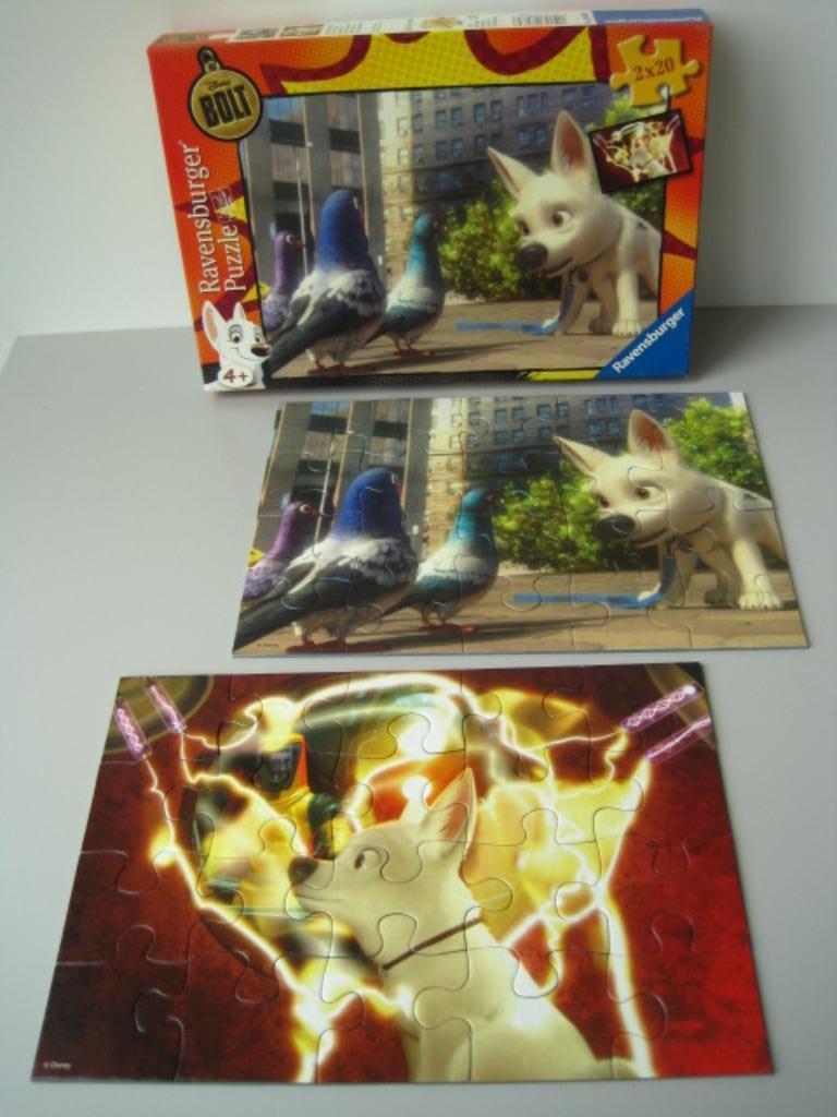 Puzzel Disney Bolt 2 x 20 stukjes - vanaf 3 jaar - als nieuw, Ophalen of Verzenden, 10 tot 50 stukjes, Zo goed als nieuw, 4 tot 6 jaar