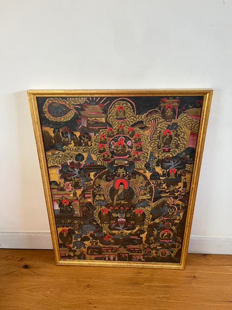 Vintage kader met Indisch tafereel, Antiek en Kunst, Ophalen