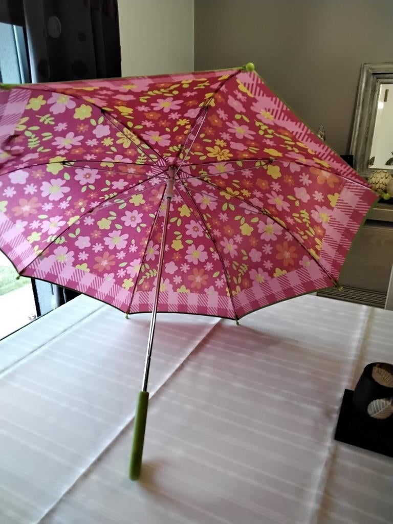 parapluie rouge avec bord vert pour enfant, Enlèvement, Comme neuf, Vert
