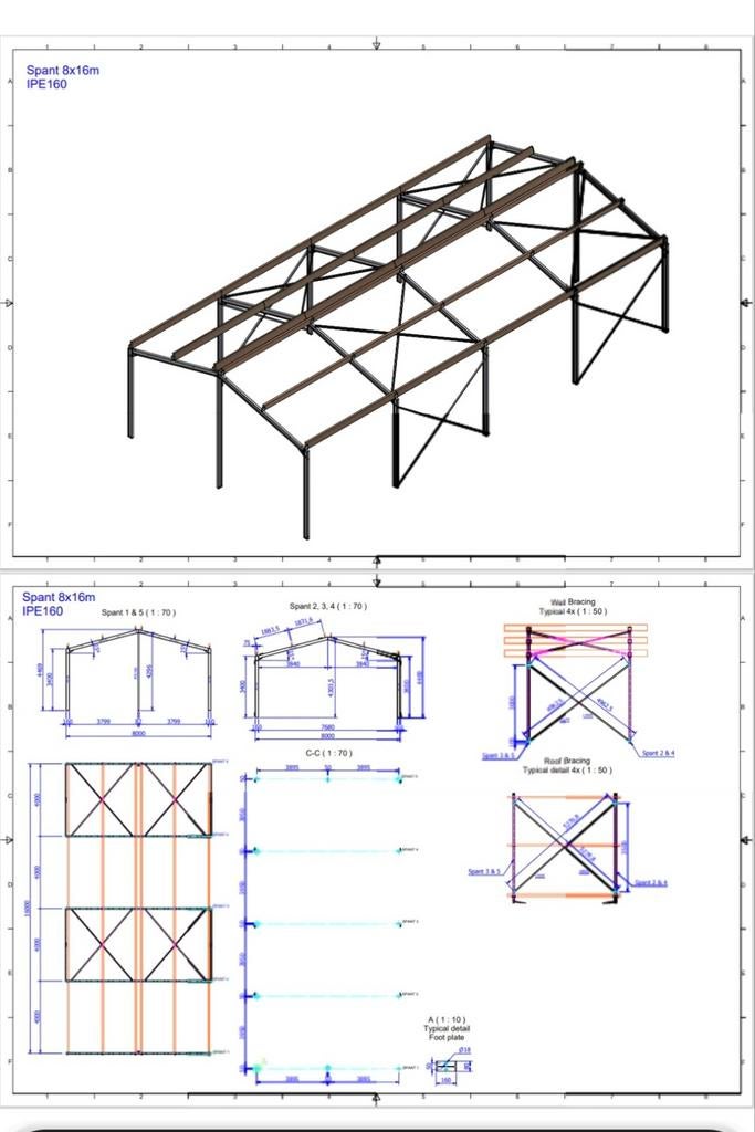 Nieuwe staalconstructie 8m00  x 16m00, Doe-het-zelf en Bouw, Ophalen