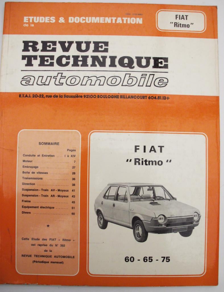 Revue technique Fiat Ritmo, Enlèvement ou Envoi
