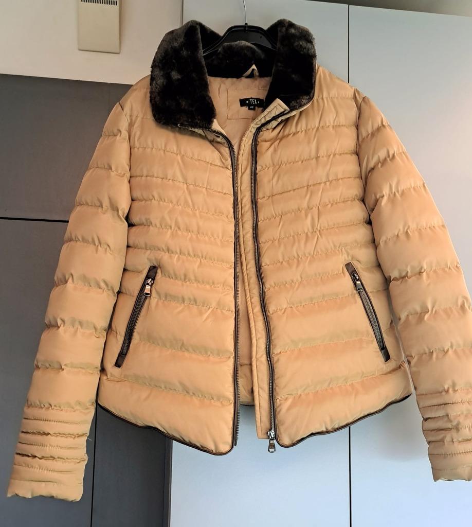 Winterjas, beige en bruin, maat 42, Ophalen, Beige, Maat 42/44 (L), Tex