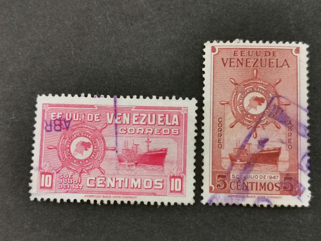 Venezuela 1948 - handelsvloot, vrachtschip, scheepvaart, Ophalen of Verzenden, Gestempeld, Zuid-Amerika