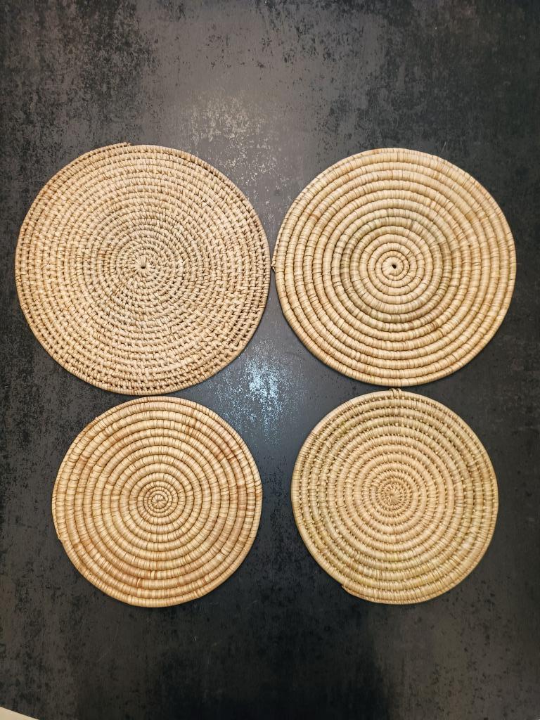 Lot de 4 sous plats en osier du Congo, Maison & Meubles, Enlèvement, Neuf