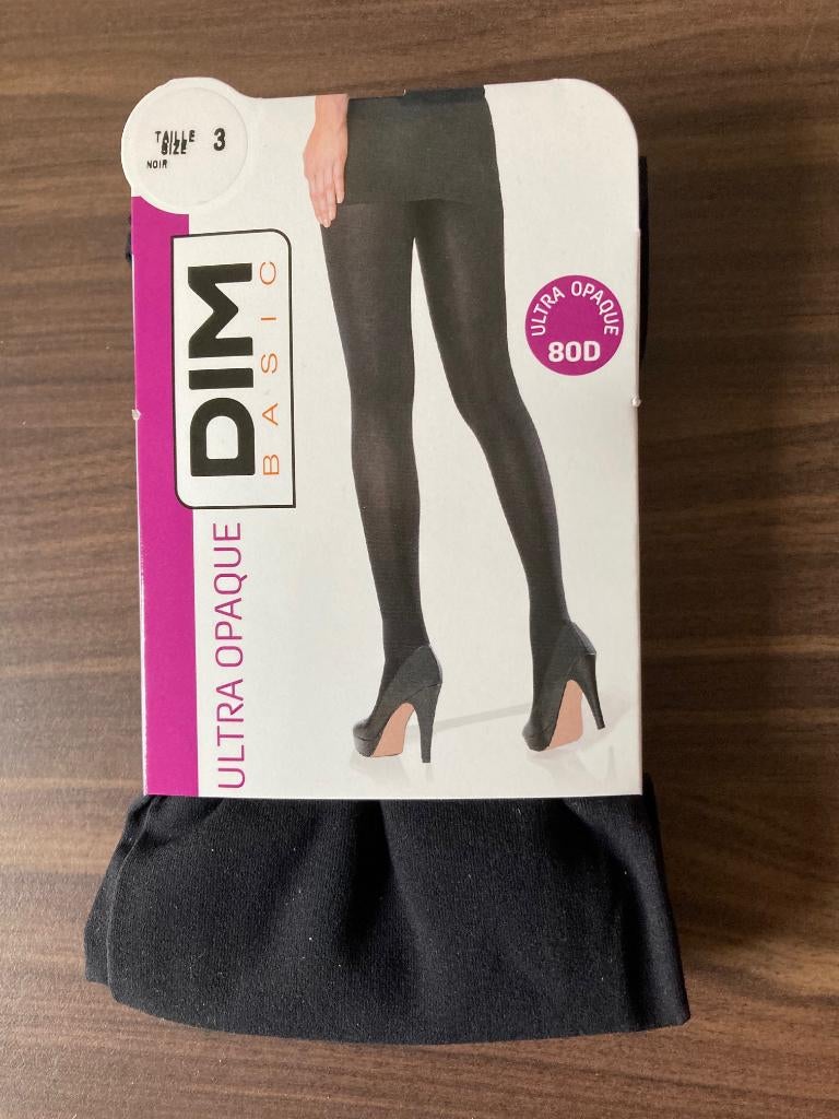 Collants 80D ultra opaques DIM noirs neufs, Neuf, Enlèvement ou Envoi, Taille 40/42 (M), Panty