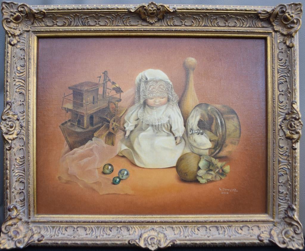 fijn geschilderd olieverfschilderij 56 x 46 incl. lijst, Ophalen