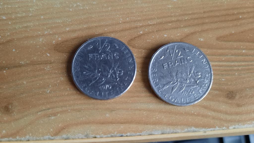 Munten 1/2 Franse frank, Ophalen of Verzenden, Frankrijk, Losse munt, Zilver