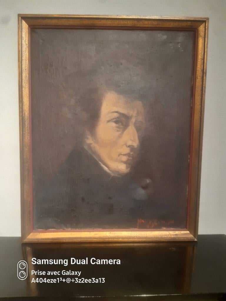 Tableau peinture portrait Chopin, Antiquités & Art, Enlèvement