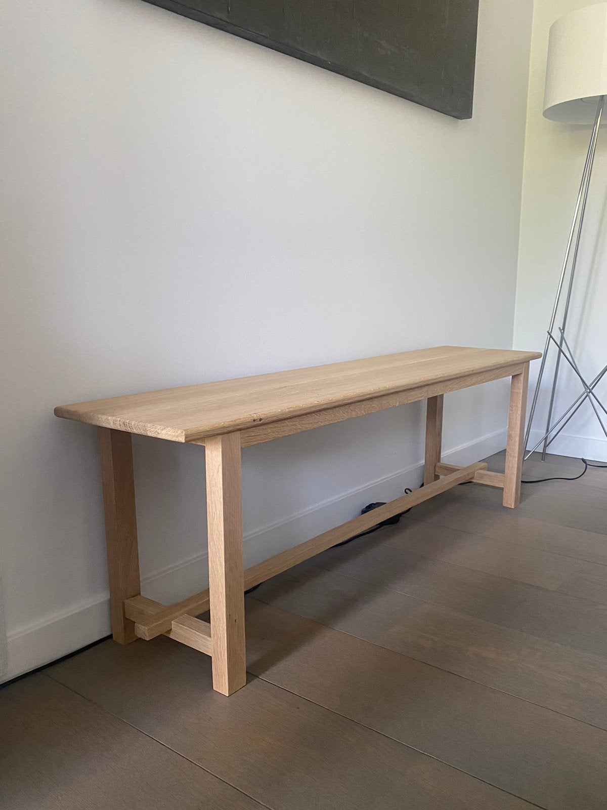 Bijzettafel uit vol eiken hout handgemaakt, Huis en Inrichting, Ophalen, 100 tot 150 cm, Eikenhout, Zo goed als nieuw