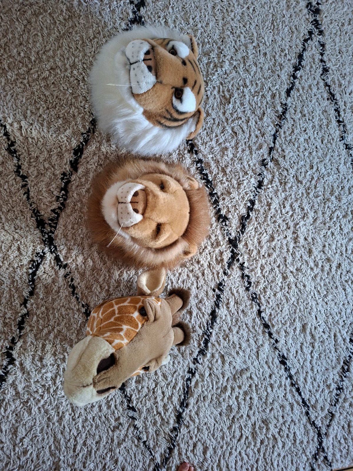 Pluche dierenhoofden Wild & Soft (bibib) leeuw giraf tijger, Beige, Ophalen of Verzenden, Overige merken, Wanddecoratie
