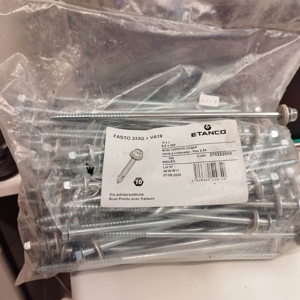 100 Fasto 233G + VA19 6,5*200cm TH10 Profielplaatschroeven, Bricolage & Construction, Enlèvement, Neuf, 100 à 250 mm, Vis