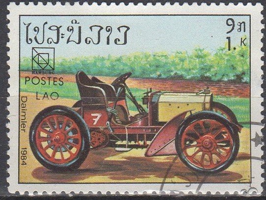 Laos - Italiaanse Nazzaro raceauto uit 1913 - 1984, Ophalen of Verzenden, Gestempeld