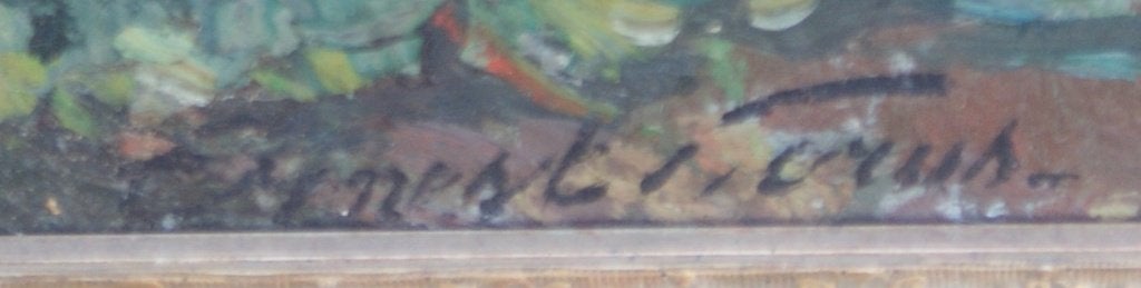 Ernest Gorus (1922): Landelijk zicht (O/D, 74 x 64 cm), Ophalen of Verzenden, Gesigneerd
