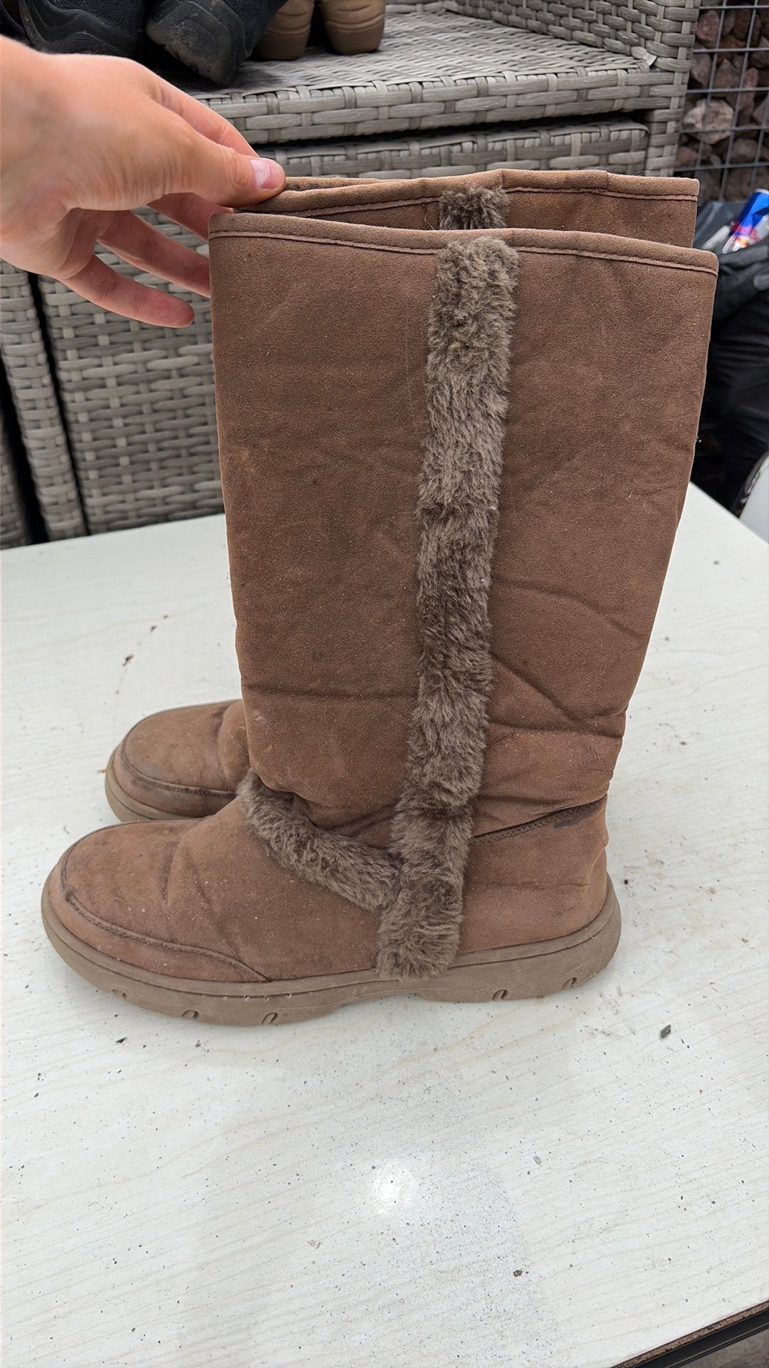 Winter laarzen, Ophalen, Hoge laarzen, Beige, Gedragen