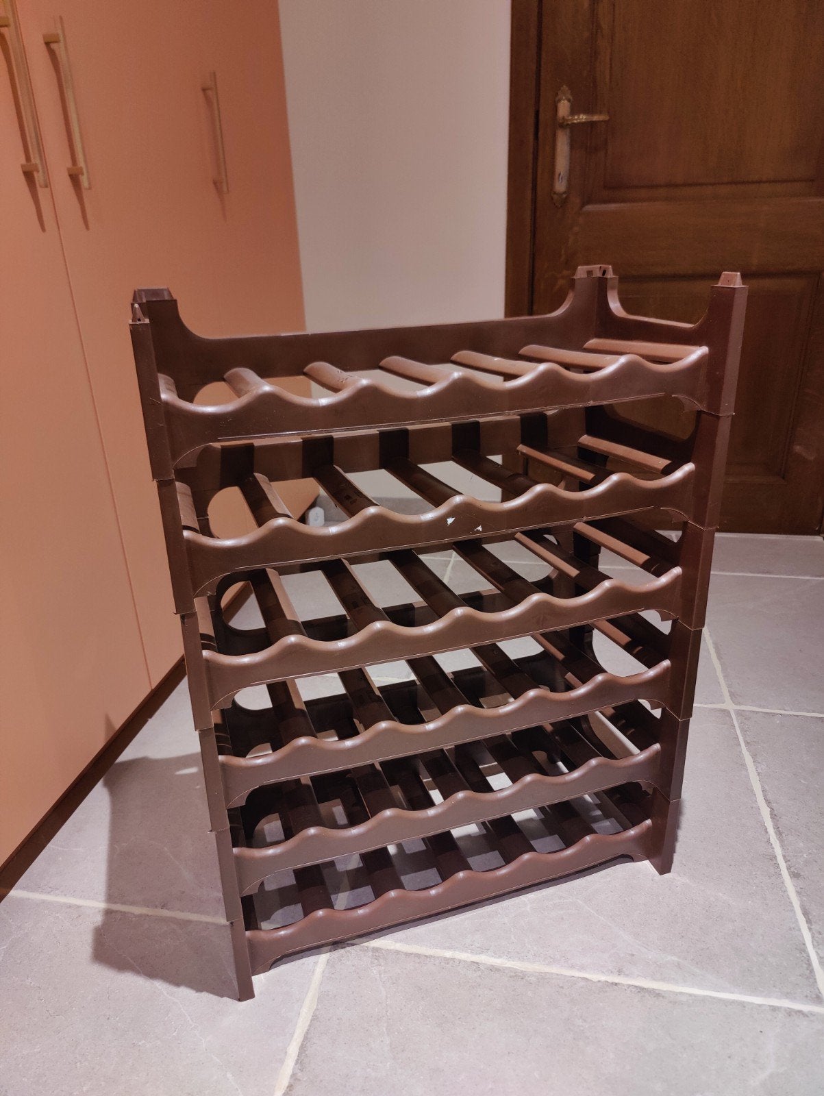 6 x stapelbaar flessenrek/wijnrek, Huis en Inrichting, Ophalen, Zo goed als nieuw, Kunststof, 25 flessen of meer