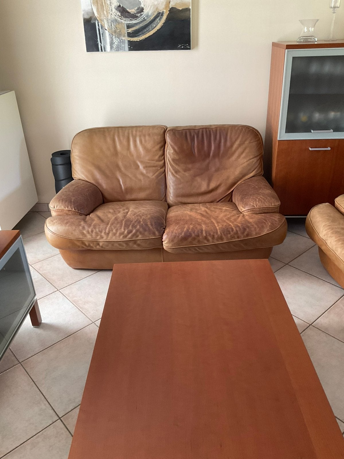 Divan en cuir 3 places et deux places, Enlèvement, Comme neuf, Cuir
