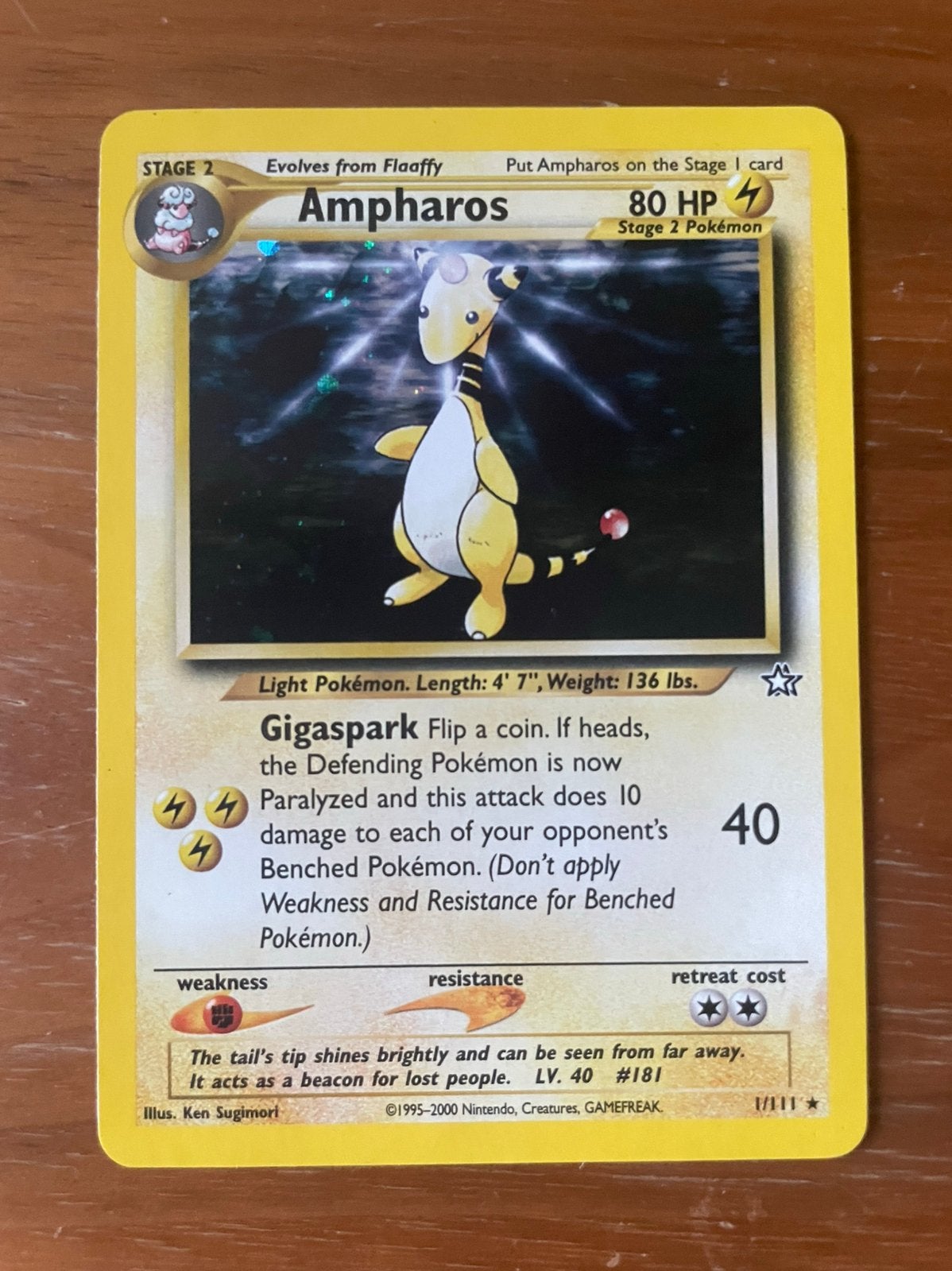 Ampharos holo neo, Enlèvement ou Envoi, Comme neuf, Cartes en vrac, Foil