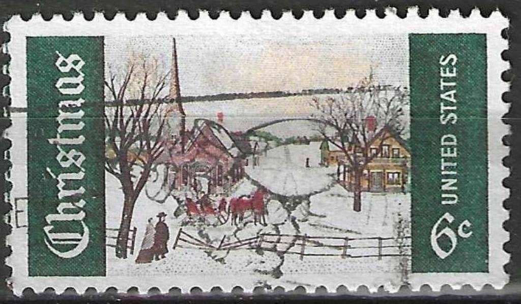 USA 1968 - Yvert 887 - Kerstzegels - Winterse zondag (ST), Verzenden, Gestempeld