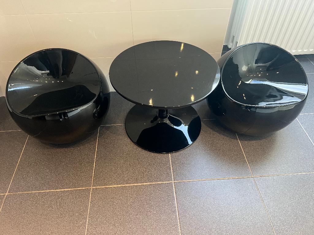 2 ballchairs met tafeltje, Maison & Meubles, Tabourets, Enlèvement, Utilisé, Plastique