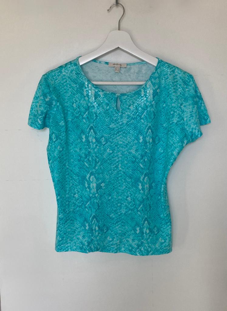 Trendy t.shirt met motief "un1deux2trois3" turquoise/40/42, Kleding | Dames, Maat 38/40 (M), Blauw, Ophalen of Verzenden, Zo goed als nieuw