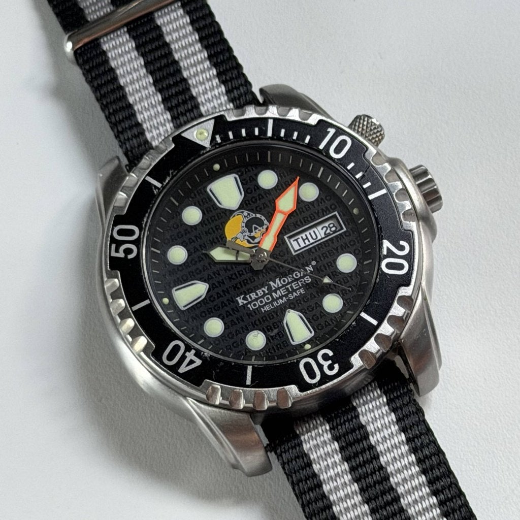 Montre de plongée Kirby Morgan 1000M - 46mm, Montre-bracelet, Seiko, Enlèvement ou Envoi, Acier