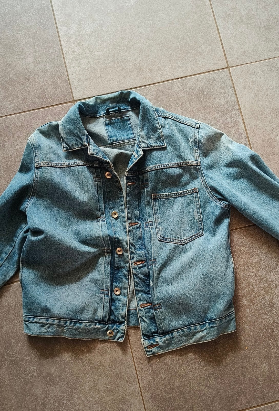 Jeansjas met mooi indiaan op de rug, Ophalen of Verzenden