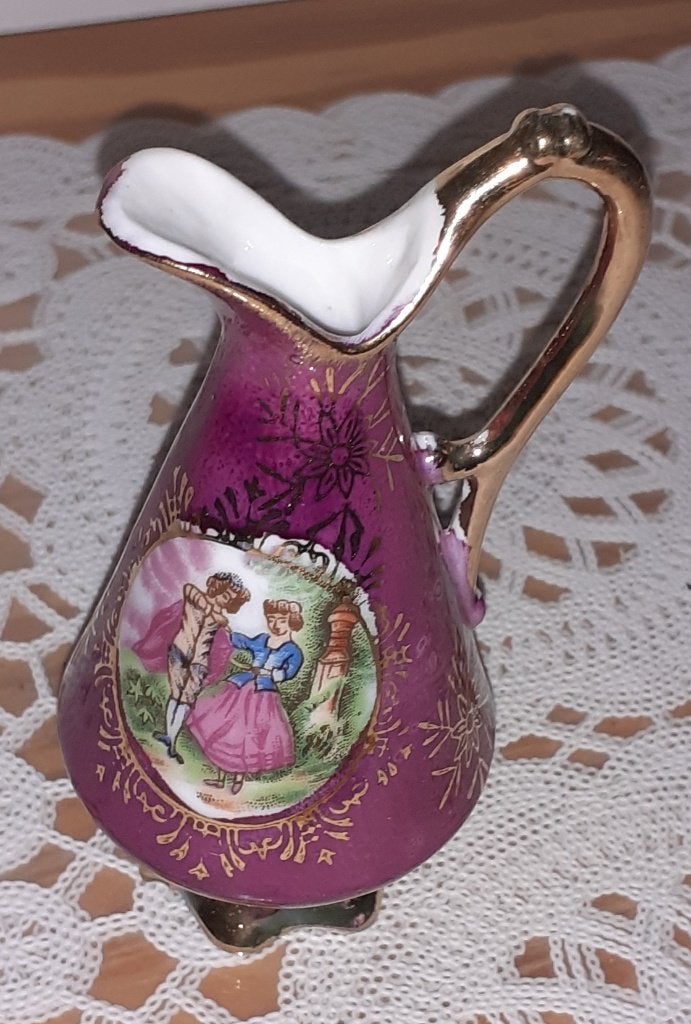 Vase (petit) mauve et doré vintage, Enlèvement