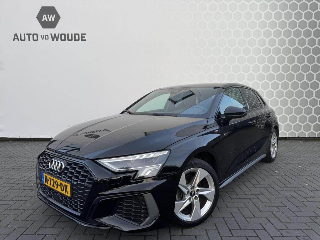 Audi A3 Sportback 30 TFSI S edition S-line Automaat Black li, Auto's, Gebruikt, Leder en Stof, Zwart, 5 zetels