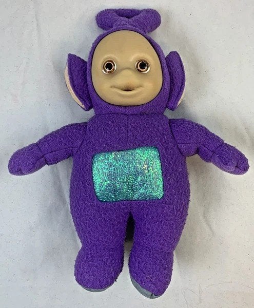 Peluche vintage Teletubbies Tinky Winky Violet 30 cm, Overige karakters, Autres marques, Violet, Comme neuf