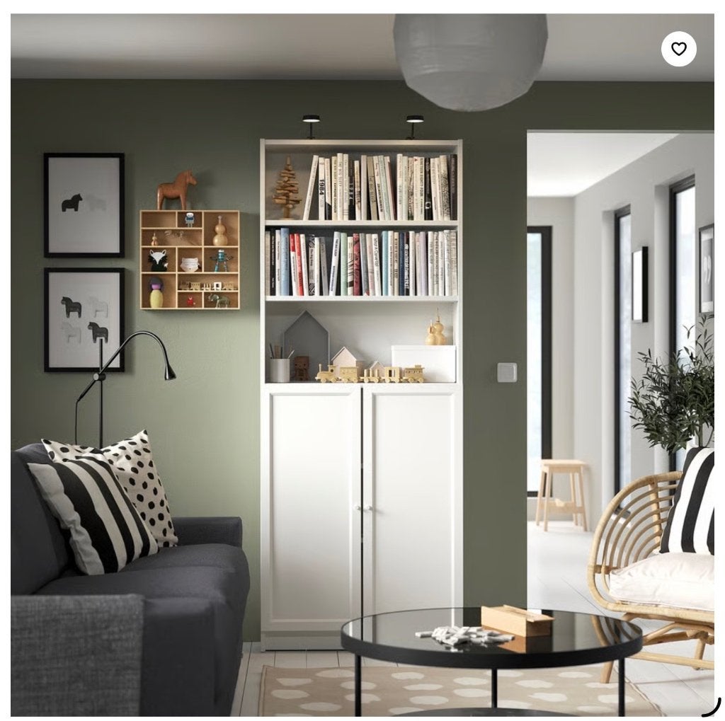Kast / boekenkast met deuren, wit, Billy / Oxberg, 80 x 202, Huis en Inrichting, Kasten | Boekenkasten, Ophalen, Gebruikt, 200 cm of meer