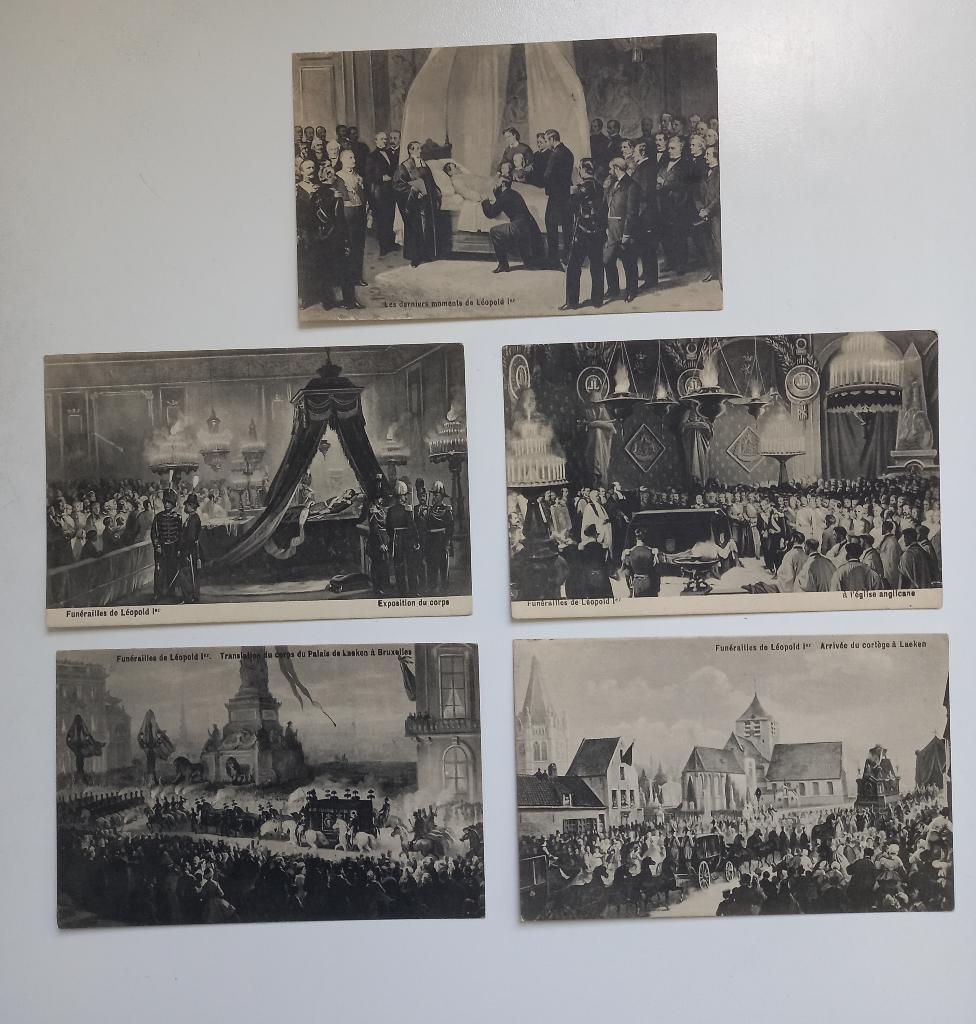 Set van 5 ansichtkaarten - Begrafenis van koning Leopold I, Verzamelen, Postkaarten | België, Voor 1920, Ophalen