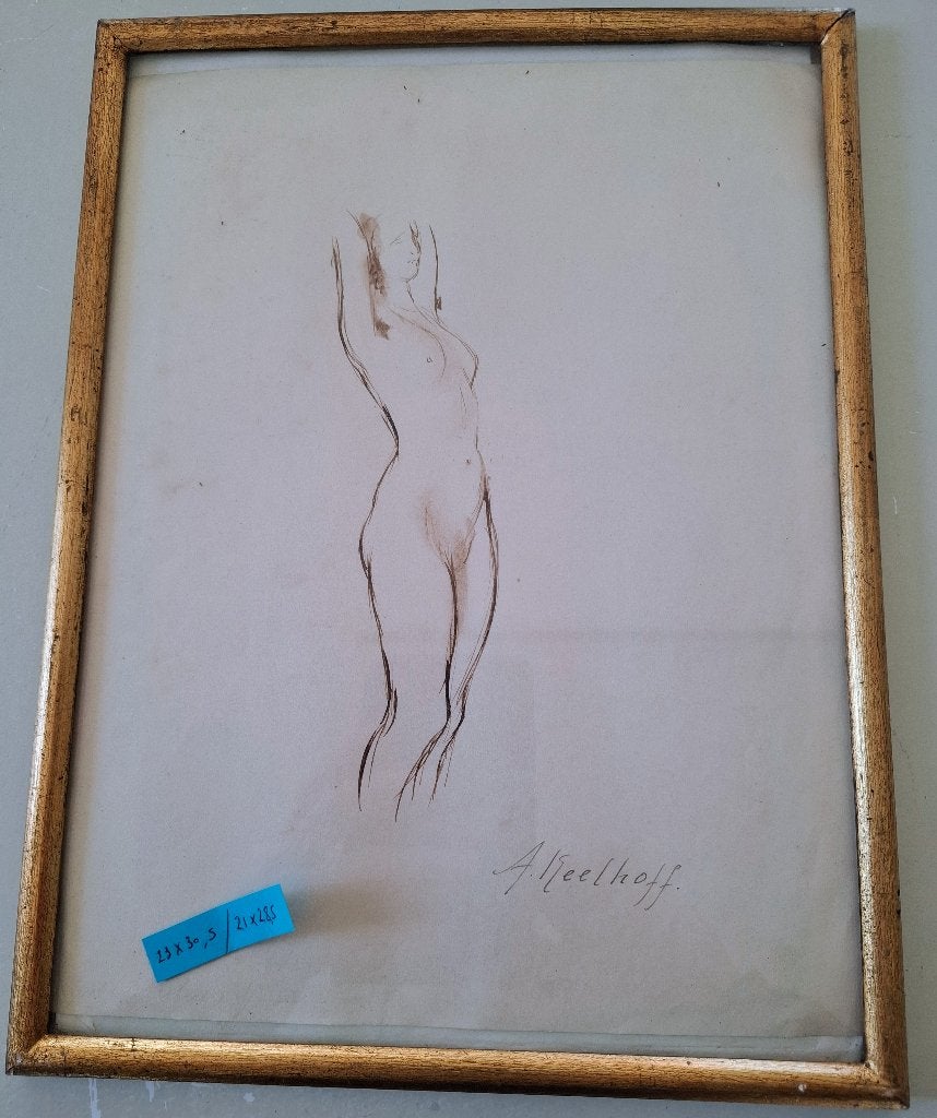 Orignele tekening A. Alice Keelhoff, Antiek en Kunst, Ophalen of Verzenden, Tekening, Potloodtekening, Handgemaakt