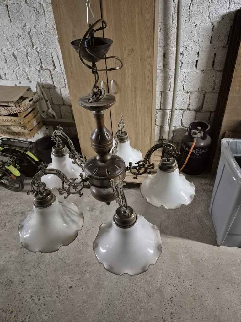 lustre ancien, Enlèvement, Utilisé, Verre, E27 (grand)