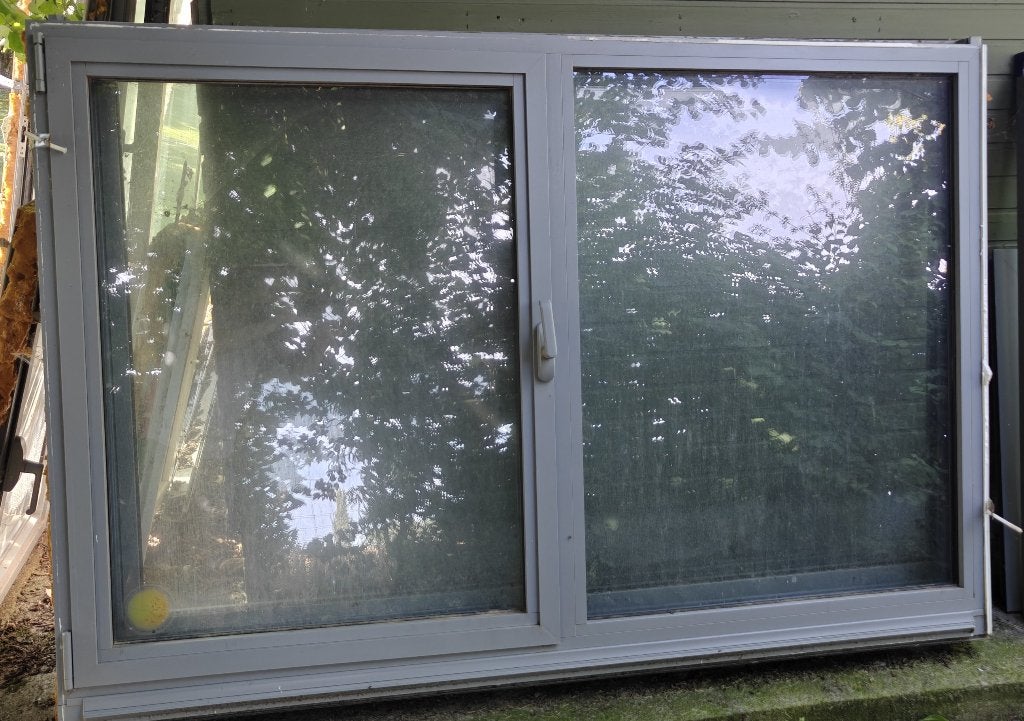 Renson Aluminium ramen en deuren - Grijs, Doe-het-zelf en Bouw, Glas en Ramen, Ophalen, Gebruikt, Overige typen, Dubbelglas