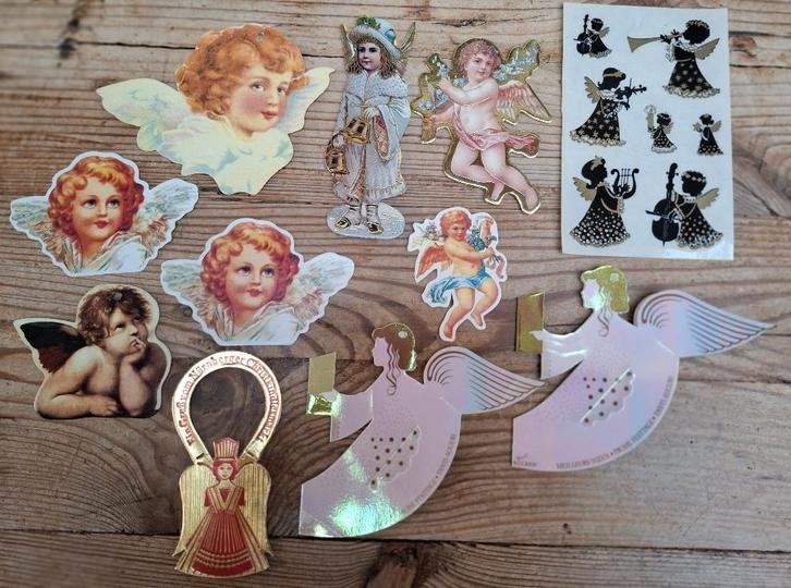 SALE Lotje brocante engelen labels en stickertjes, KERST, Diversen, Kerst, -, -, Ophalen of Verzenden, Zo goed als nieuw