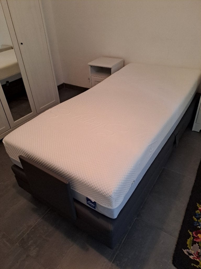 Elektrisch verstelbare Boxspring met Matras, Huis en Inrichting, Ophalen, 90 cm, Eenpersoons, Zwart