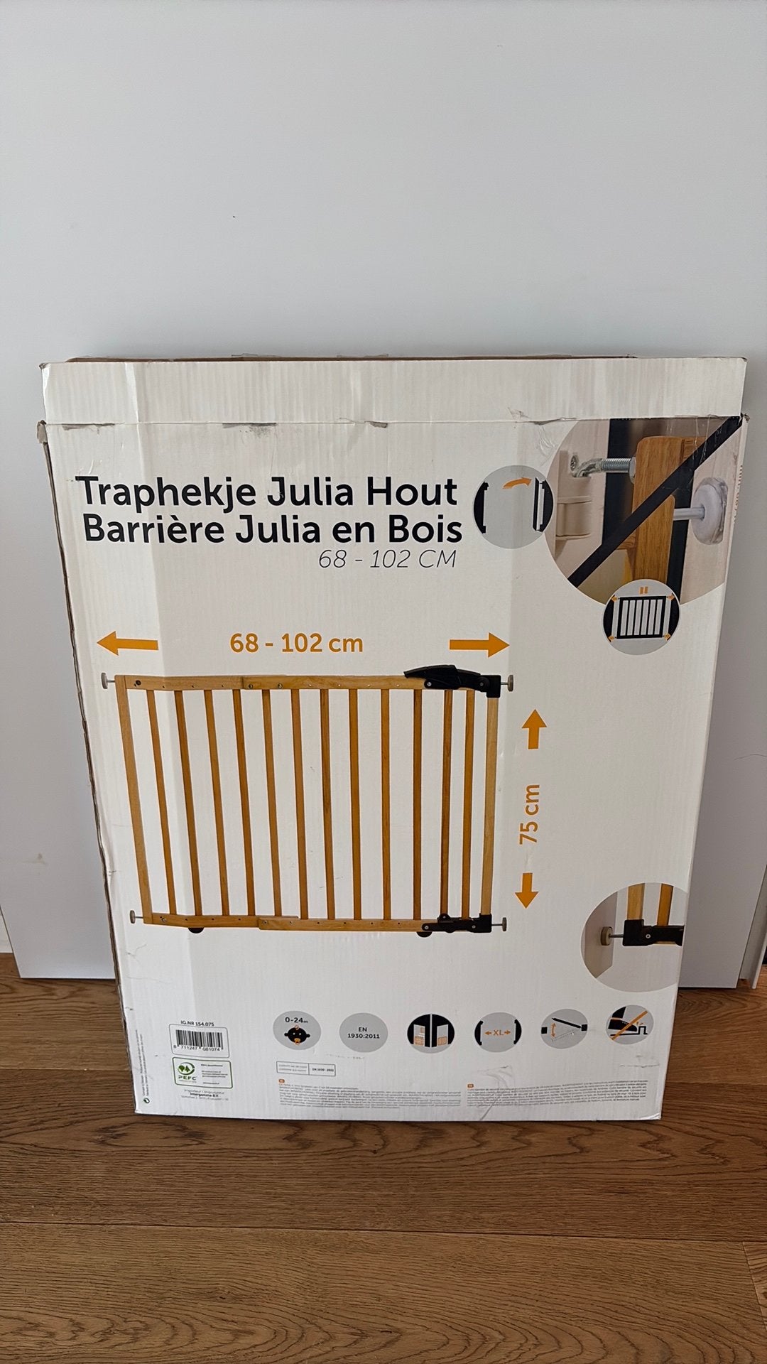 Traphekje 68-102 cm ongebruikt, Kinderen en Baby's, Traphekjes, Ophalen, Nieuw, Hout