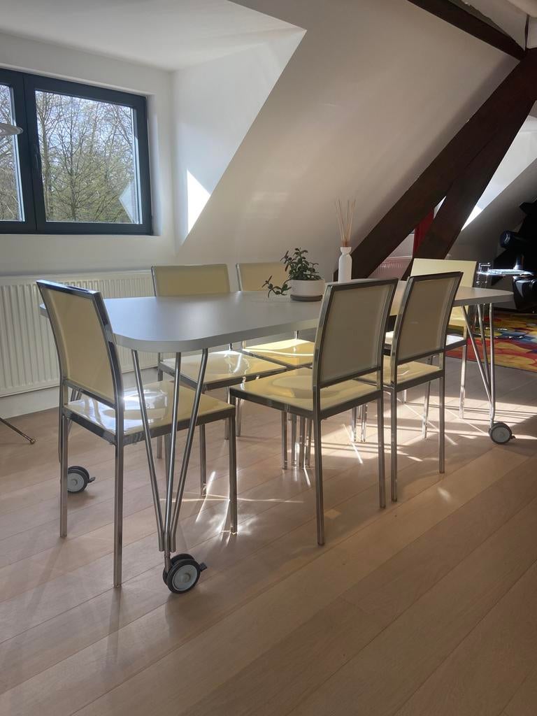 Ensemble de 6 chaises de salle à manger-metal et plastique, Enlèvement, Utilisé, Plastique