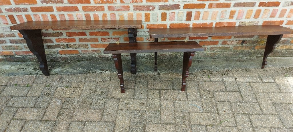 3 vintage eiken houten wandrekken, Maison & Meubles, Accessoires pour la Maison | Étagères murales & Rayons de bibliothèque, Enlèvement