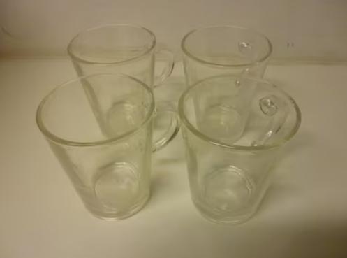 4 glazen theetassen met oor, Ophalen of Verzenden, Gebruikt