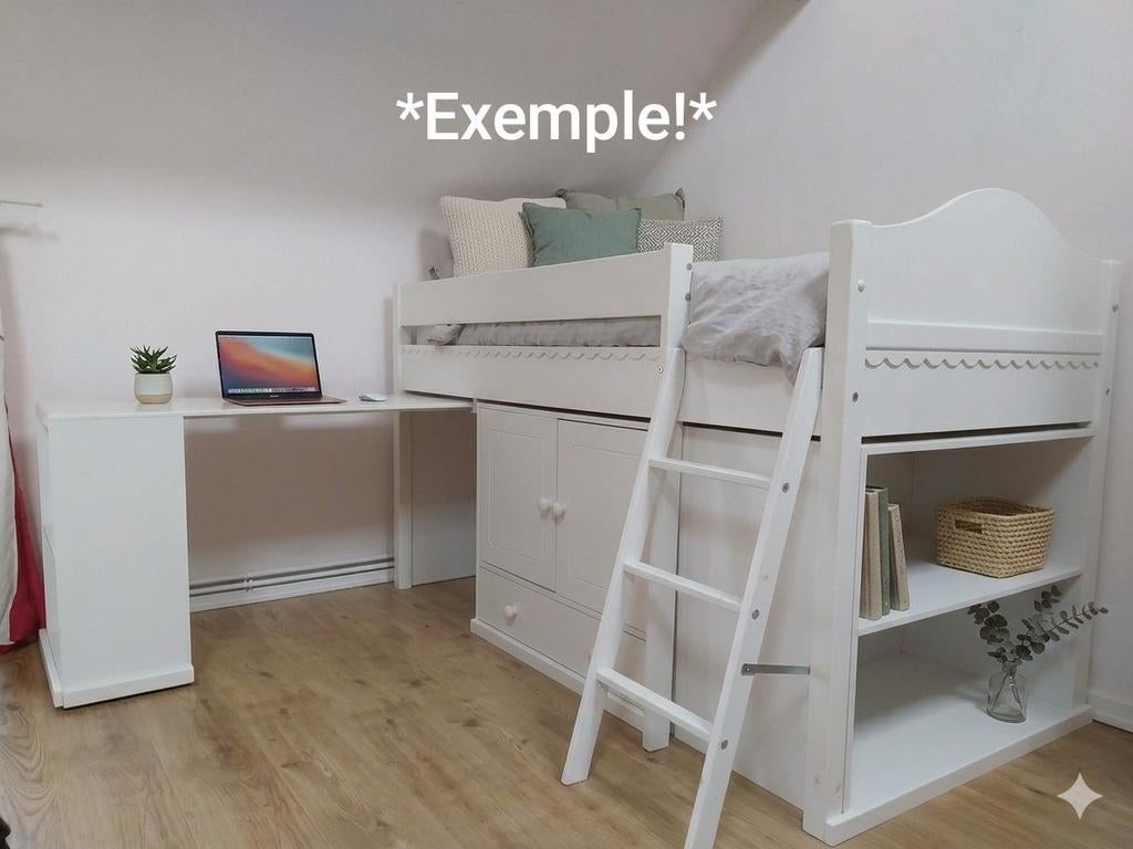 Lit combiné 90x190 avec Bureau & Rangements - Gain de place, Enlèvement, Utilisé, Lit mezzanine